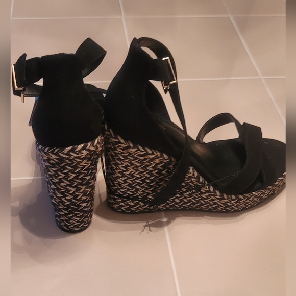 Express Black Faux Suede Wedge - Picture 4 of 5